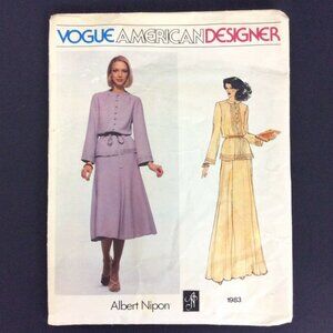 Vogue Pattern 1983 Albert Nipon Misses Dress & Belt Size 12 Vintage Uncut